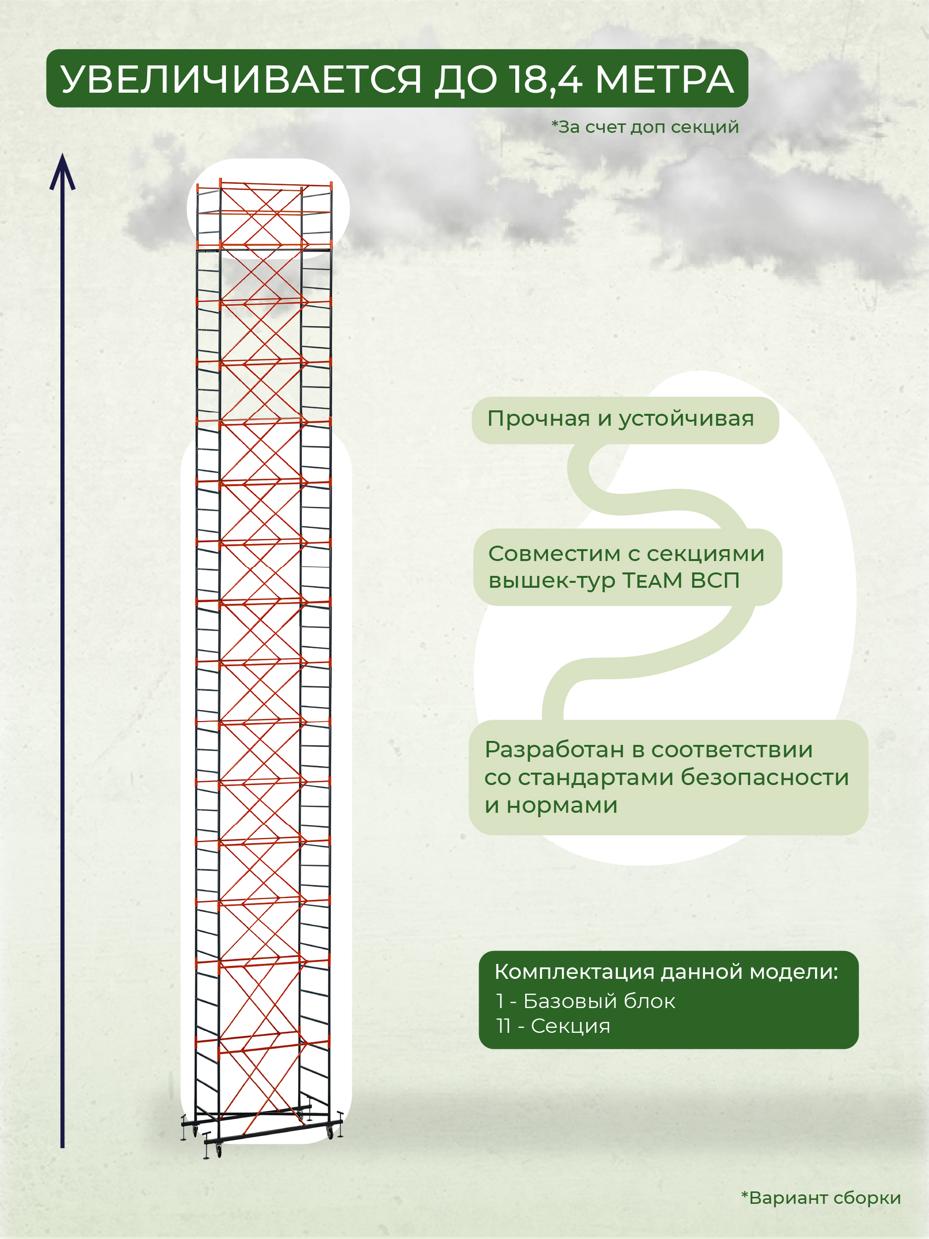 Вышка-тура TeaM ВСП 1.2х2.0, 14.8 м фото 4