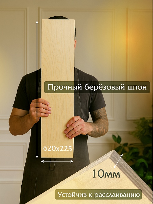 Фанера Промышленник 620х225х10мм, береза, упаковка 5 шт фото 2