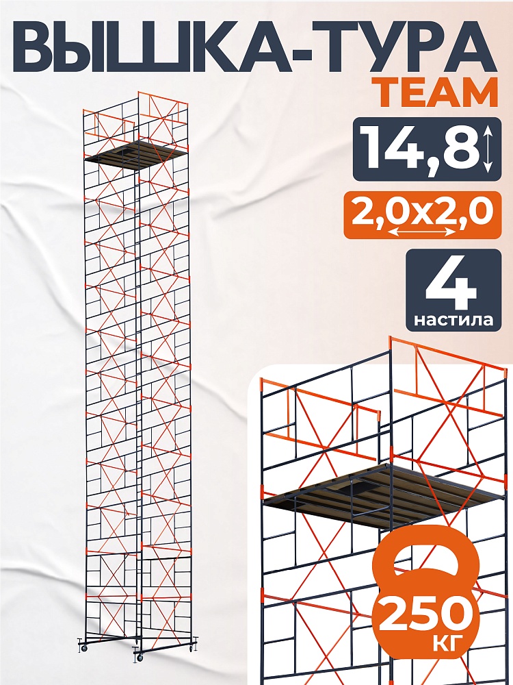 Вышка-тура TeaM ВСП 2.0х2.0, 14.8 м фото 1