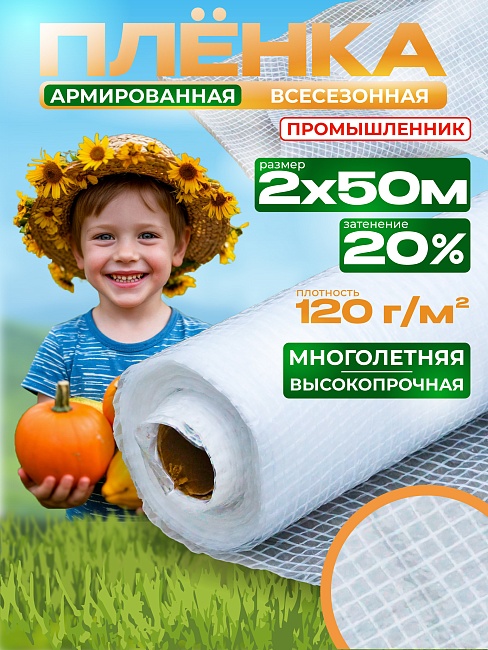 Армированная пленка Промышленник 120 г/м2, 2х50м фото 1