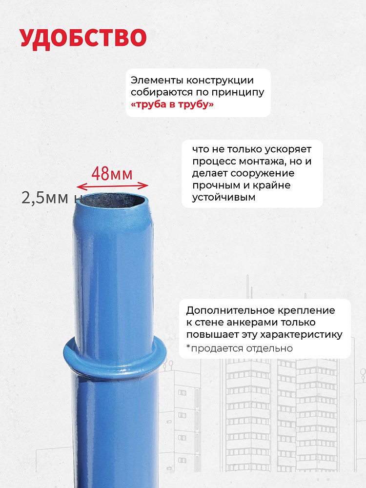 Леса строительные рамные Промышленник ЛРСП 100 секция с лестницей фото 3