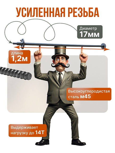 Винт стяжной для опалубки Промышленник горячекатаный 1,2 м упаковка 10 шт. фото 3